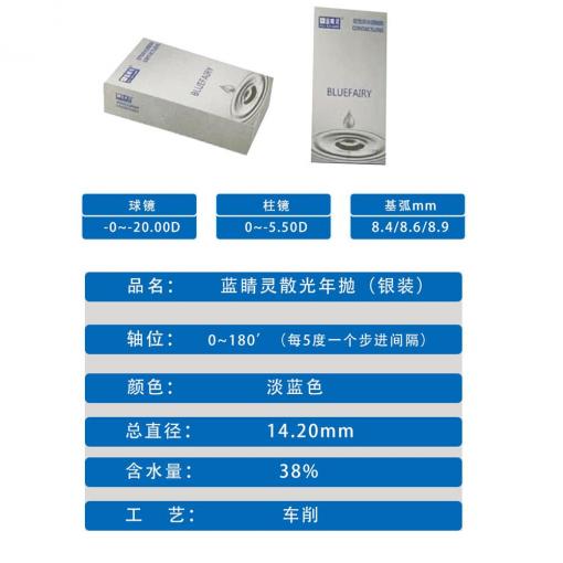散光定制】蓝睛灵年抛银装散光1片装定制隐形